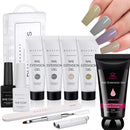 Makartt Poly Nail Extension Kit Bundle with Natural Pink Poly Nail Gel 50ML, High Tea Nail Extension Gel Fall Winter Collection Builder Extension Gel Nail Enhancement Manicure All-in-one Kit Makartt