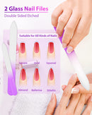 Glass Nail File and Nail Shiner, 4PC Crystal Nail File and Nano Glass Nail Buffer, Premium Set with Case, Professional Manicure Tool Fingernail Czech File for Natural Nail, Gift for Women and Girls HealPure