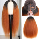 Nadula Italian Yaki Middle Kinky Straight U Part Wig Human Hair 150 Density T30 Ombre Colored Wigs 10A Brazilian Remy Human Hair Wigs Glueless Non Lace Front Wigs for Black Women (24inch) Nadula Store