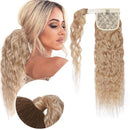 Ponytail Extension Human Hair Wavy Pony Tail Hair Extensions Warp Around Ponytails Clip On Ponytail Remy Hairpieces Highlight Clip In Ponytail For Women 20" 95g
