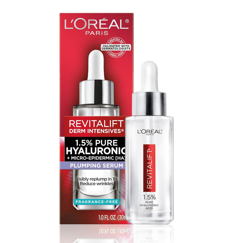 L'Oreal Paris Revitalift 1.5% Pure Hyaluronic Acid Face Serum, Hydrate & Reduce Wrinkles, Fragrance Free 1.7 oz Infinity Warehouse