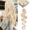 40 PCS Rooted Tape In Hair Extensions Human Hair Invisible Seamless Skin Weft Body Wave Highlight Double Side Tape Remy Human Hair Extensions Wavy For Women (18'',100g/40pcs,