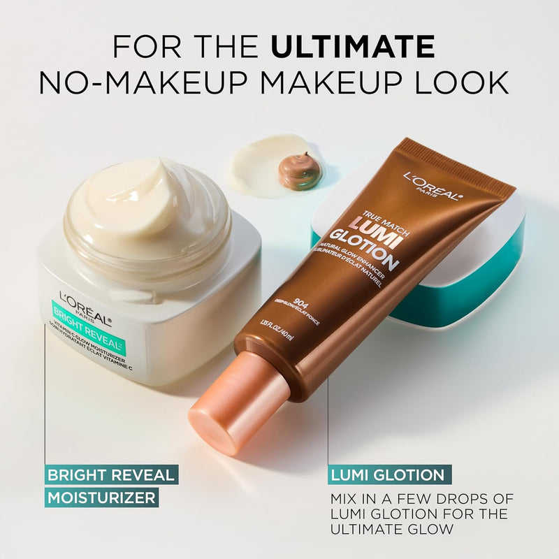 L'Oreal Paris Bright Reveal Vitamin C Glow Moisturizer, Supercharged Facial Moisturizer to Brighten Skin, Even Tone and Hydrate for 72HRs, Includes SPF 50 Sample Infinity Warehouse