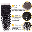 Brazilian Deep Wave Bundles with Closure (26 28 30+20) 10A Virgin Human Hair Bundles with Closure Wet and Wavy Curly Hair Weave 3 Bundles with Lace Closure Free Part YOCYTU