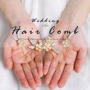 Aukmla Flower Bride Wedding Hair Comb with Hair Pins Gold Leaf Bridal Hair Piece Crystal Hair Jewelry Pearl Hair Accessories for Women and Girls (Pack of 3) Aukmla