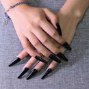 Poliphili 20Pcs Glossy Pure Color Super Long Press on Removable Wear Fake Nails Ballerina Coffin Extra Long Art Manicure Full Cover Acrylic False Nails Tips for Girls and Women (Black) POLIPHILI