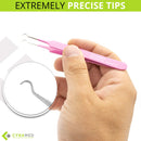 Blackhead Tweezer - Professional Curved Steel Tip Surgical Comedone & Splinter Extractor By Rapid Vitality. Ideal Blemish & Acne Remover Tool Means Flawless Facial Skin (Pink) CYNAMED