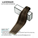 Lacer New Version Thick Hair Extensions Clip in Human Hair Silky Straight Dark Brown to Medium Brown Highlight Dark Brown R