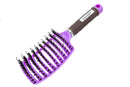 Zabolight Premium Vent Boar Bristle Hair Brush Vented Detangling Oversize Hair Brush for Thick Long Curly Hair, Curved Fast Blow Drying Brush for Women & Men (Purple) Zabolight