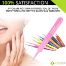 Blackhead Tweezer - Professional Curved Steel Tip Surgical Comedone & Splinter Extractor By Rapid Vitality. Ideal Blemish & Acne Remover Tool Means Flawless Facial Skin (Pink) CYNAMED