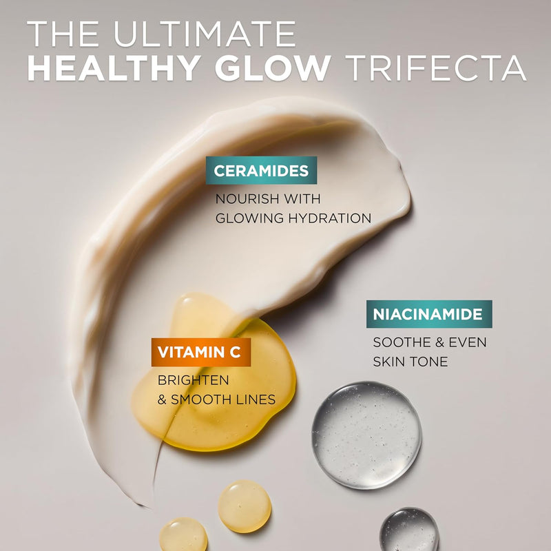 L'Oreal Paris Bright Reveal Vitamin C Glow Moisturizer, Supercharged Facial Moisturizer to Brighten Skin, Even Tone and Hydrate for 72HRs, Includes SPF 50 Sample Infinity Warehouse