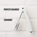 Barber Straight Razor - Stainless Steel Straight Edge Razor with 10 Derby Premium Blades (White) GRAVITY RAZORS Store