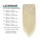 Lacer Hair Extensions Clip in Human Hair Light Platinum Blond