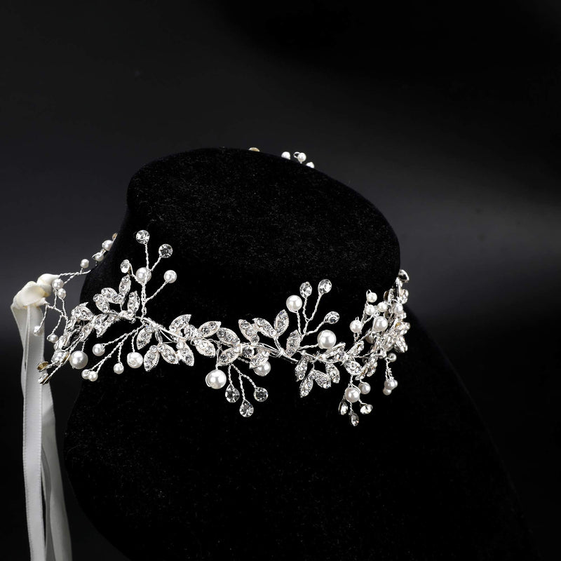 MA STRAP Handmade Crystal Rhinestones Headband Floral Headpiece Wedding Bridal Hair Accessories MA STRAP
