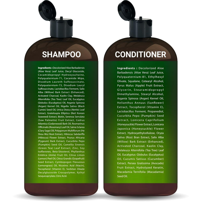 Tea Tree & Eucalyptus Shampoo and Conditioner Set – Clarifying & Scalp Care Formula with Activated Charcoal, Biotin & Keratin – Sulfate-Free, Made in USA - 16 fl oz x 2 Infinity Warehouse