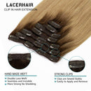 Lacerhair 140g Human Hair Clip in Hair Extensions Natural Hair Balayage Rooted