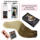 GOO GOO Hair Extensions Clip in Human Hair 14 Inch Ombre Ash Brown to Platinum Blonde Remy Human Hair Extensions Clip in Natural Hair 120g 7pcs Straight Weft Hair Extensions Clip on GOO GOO Store