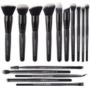 Zoreya Makeup Brushes 15Pcs Makeup Brush Set Premium Synthetic Kabuki Brush Cosmetics Foundation Concealers Powder Blush Blending Face Eye Shadows Black Brush Sets ZOREYA
