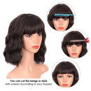 ENTRANCED STYLES Dark Brown Wig with Bangs Short Bob Wig Shoulder Length Womens Wig Pastel Brown Realistic Wigs for Women Heat Resistant Synthetic Wig Daily Use 12” ENTRANCED STYLES Store