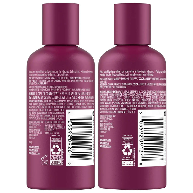 Nexxus Travel Shampoo and Conditioner, Color Assure – Replenishes and Extends Hair Color Vibrancy, 3 Oz Ea Infinity Warehouse
