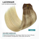 Lacer Silky Straight Clip in Hair Extensions Human Hair Lace Double Weft Ombre B