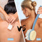 2 Pack Back Scrubber for Shower, EAONE Bath Body Brush with Bristles and Loofah, Loofah On a Stick Back Washer Mesh Sponge Long Handle Exfoliating Body Brush for Men and Women (Blue&White) EAONE