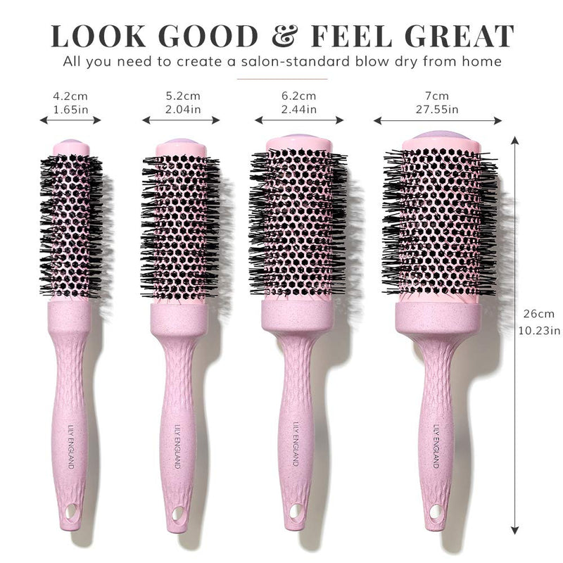 Eco Barrel Round Brush Set for Women - Blowout Brushes for Blow Drying - Sustainable Gift by Lily England (Pink) Lily England Store