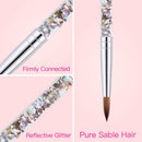 Beetles Acrylic Nail Brush Pure Kolinsky Hair Bristles Acrylic Nails Oval Crimped Shaped Nail Art Brush for Acrylic Powder and Poly Nail Extension Gel Manicure
