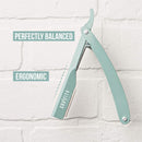 Barber Straight Razor - Stainless Steel Straight Edge Razor with 10 Derby Premium Blades (Mint) GRAVITY RAZORS Store