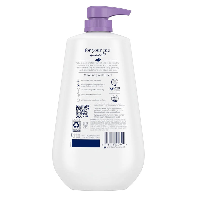 Dove Body Wash with Pump Relaxing Lavender Oil & Chamomile 3 Count for Renewed, Healthy-Looking Skin Gentle Skin Cleanser with 24hr Renewing MicroMoisture 30.6 oz Infinity Warehouse