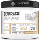 pureSCRUBS Premium Lemongrass Dead Sea Salt Body Exfoliator Scrub, Full Exfoliating Body Scrubber - Large 16oz Jar, Filled With Essential Oils, Includes Spoon, Loofah & Exfoliating Skin Soap Infinity Warehouse