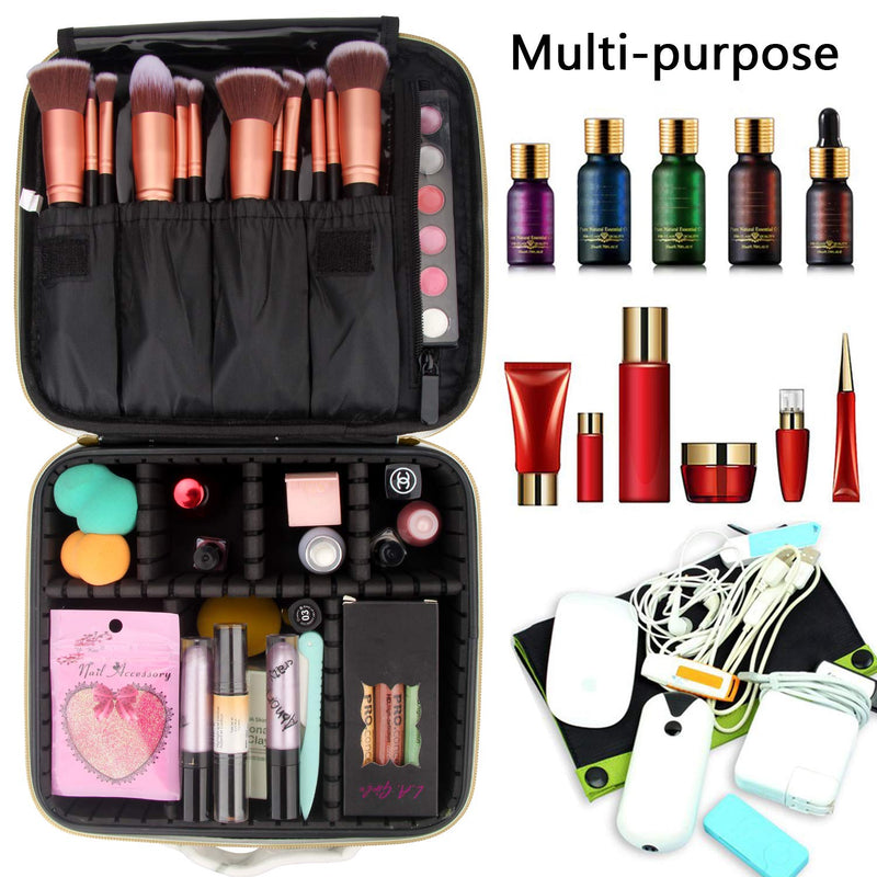 Relavel Travel Makeup Train Case Makeup Cosmetic Case Organizer Portable Artist Storage Bag with Adjustable Dividers for Cosmetics Makeup Brushes Toiletry Jewelry Digital Accessories (Marble, White) Relavel