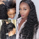 CYNOSURE Lace Front Wigs Human Hair Pre Plucked Hairline U Part Human Hair Wigs for Black Women 9A Brazilian Water Wave Wig 150% Density Natural Black Color(22 Inch, U Part Lace) CYNOSURE Store