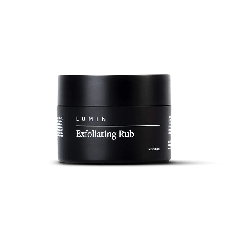 Lumin Exfoliating Rub for Men (1 oz) - Activated Charcoal Face Exfoliator Rub for Reducing Dullness, Dryness, Dark Spots, Blackheads, and Shaving Irritation - Achieve Your Best Look Lumin