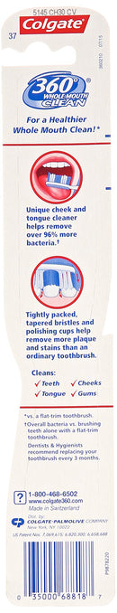Colgate 360 Toothbrush with Tongue and Cheek Cleaner - Medium (1 Pack) Colgate