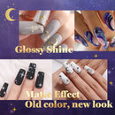 Beetles Gel Nail Polish Kit, 20 Pcs Celestial Collection Soak Off Nail Gel Black Polish White Blue Glitter Gel Polish Starter Kit with Gel Base Top Coat Brushes Stickers Rhinestone Gel Essential Kit beetles Gel Polish