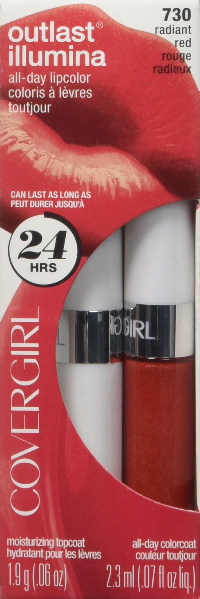 COVERGIRL Outlast Illumia All-Day Moisturizing Lip Color, Radiant Red 730 , 1 Count COVERGIRL