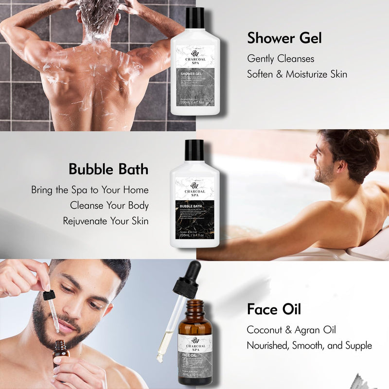 Bath Gift Basket for Men and Women, 23pcs Charcoal Luxury Home Spa Kit for Father and Mother Spa Kit in Cosmetics Bag Father's Day Birthday Gift for Christmas from RA ROSA ACCA