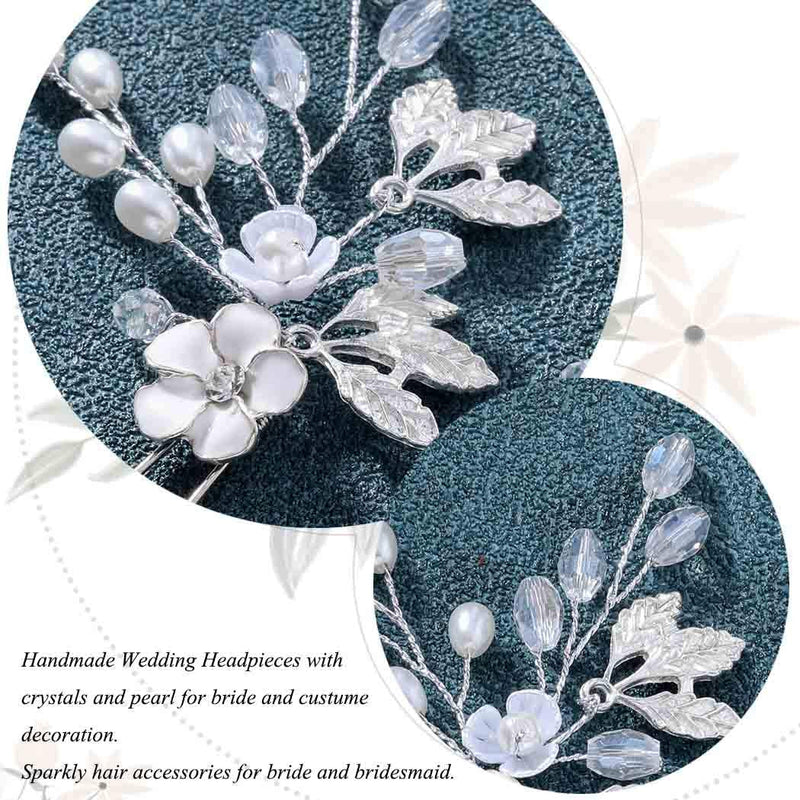 Asooll Bride Wedding Hair Pin Silver Flower Bridal Head Clip Rhinestone Crystal Headpiece for Women and Girls Asooll