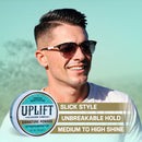 Uplift Signature Pomade - Hair Pomade 3 oz, Strong Hold High Shine | Water-Based Easy Washout, Adds Definition, Controls Flyaways Infinity Warehouse
