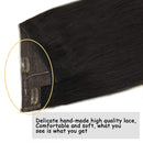 GOO GOO Hair Extensions Human Hair Remy Human Hair Extensions Natural Black 14 Inch 70g Hairpiece Straight Wire Hair Extensions with Transparent Line Invisible for Women GOO GOO
