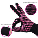 Heat Resistant Gloves with Silicone Bumps, Sopito 2Pcs Professional Heat Proof Glove Mitts for Hair Styling Curling Iron(Pink) Sopito