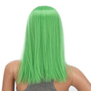 SWACC 14-Inch Short Straight Middle Part Hair Wig Medium Length Synthetic Heat Resistant Wigs for Women with Wig Cap (Light Green) SWACC