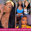 Flady Headband Wig Human Hair Wigs for Black Women (24inch) Brazilian Straight None Lace Front Wigs Human Hair Scarf Wigs No Gel Gluelees Remy Hair Headband Wig Flady