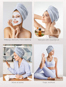 Microfiber Hair Towel,Hicober 3 Packs Hair Turbans for Wet Hair, Drying Hair Wrap Towels for Curly Hair Women Anti Frizz Hicober