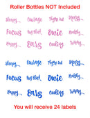 Got Oil Supplies Vinyl Essential Oil Labels - Fits 10ml Roller Bottles and Boston Round Glass Vials - 24 Blue & Pink, Gold or Silver Bottle Stickers To Choose From (Blue & Pink) Discount Manufacturing & Distributing