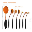 Multi-function Oval Makeup Brushes 7pcs Fashionable Super Soft Toothbrush Makeup Brush Set Face Powder Concealer Foundation Brush (Rose Gold Black) Beauty Kate