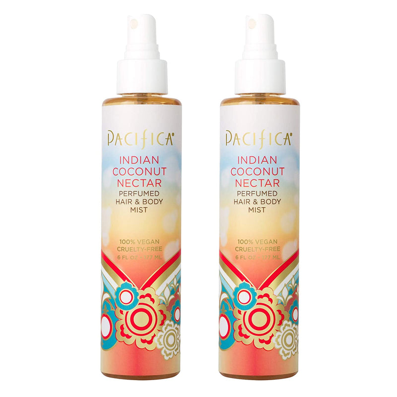 Pacifica Beauty Indian Coconut Nectar All Natural Hair and Body Mist Spray, 100% Vegan, Cruelty, Phthalate & Paraben Free, Clean Fragrance, 12 Fl Oz, Pack of 2 Pacifica