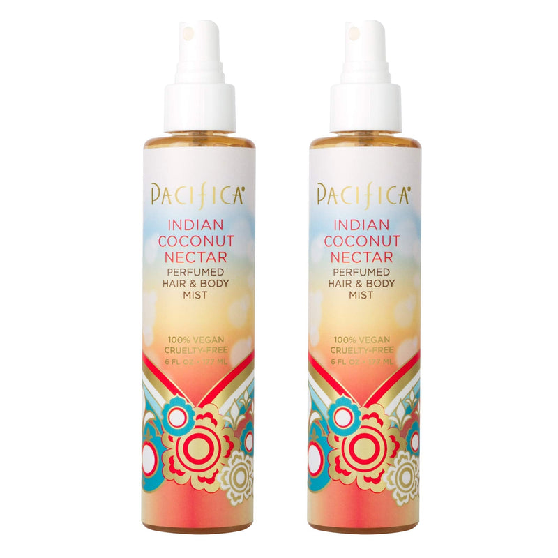 Pacifica Beauty Indian Coconut Nectar All Natural Hair and Body Mist Spray, 100% Vegan, Cruelty, Phthalate & Paraben Free, Clean Fragrance, 12 Fl Oz, Pack of 2 Pacifica