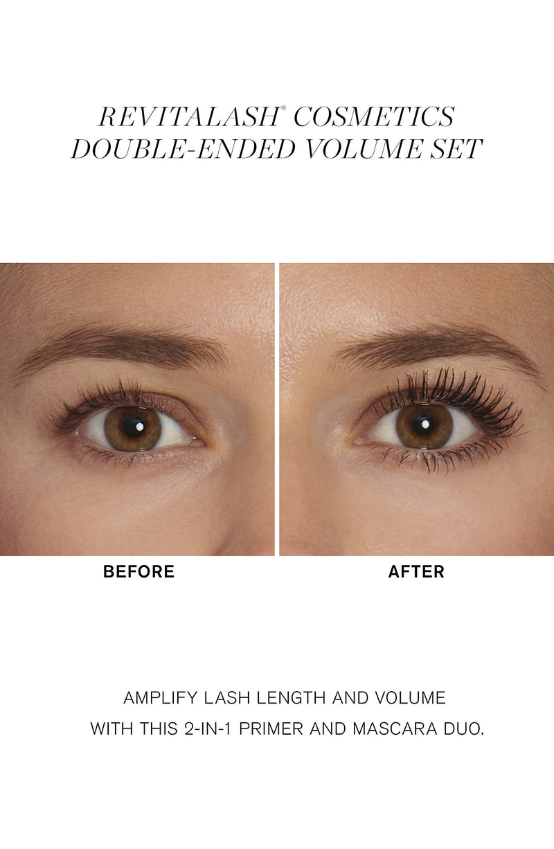 REVITALASH COSMETICS, Double-Ended Volume Set, Eyelash Primer & Mascara, Hypoallergenic & Cruelty Free RevitaLash Cosmetics